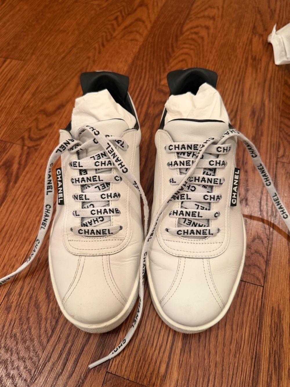CHANEL Black and White Logo sneakers